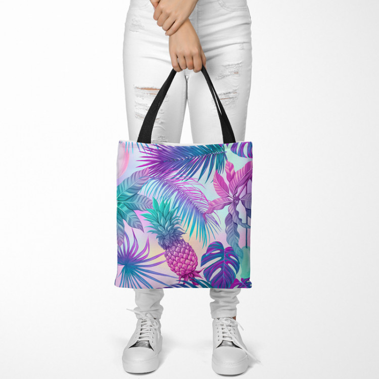 Shopping Bag Piña colada - neon graphic pattern with tropical flora 147488 additionalImage 2