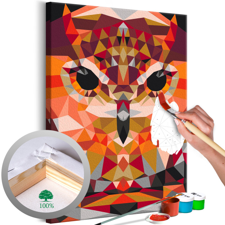 Paint by Number Kit Mesmerizing Owl - Geometric Abstraction With a Night Bird 149788