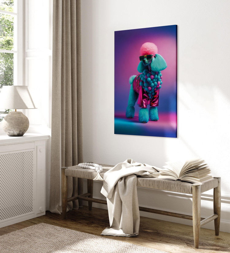 Canvas Art Print AI Dog Poodle - Fluffy Animal in a Fashionable Colorful Outfit - Vertical 150188 additionalImage 10
