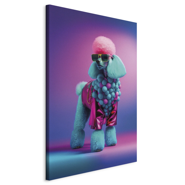 Canvas Art Print AI Dog Poodle - Fluffy Animal in a Fashionable Colorful Outfit - Vertical 150188 additionalImage 2