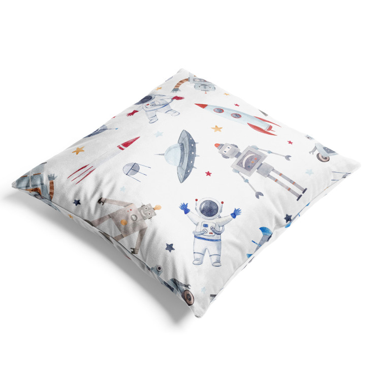 Decorative Velor Pillow Space Toys - Rockets and Astronauts Among the Stars on a White Background 151388 additionalImage 3