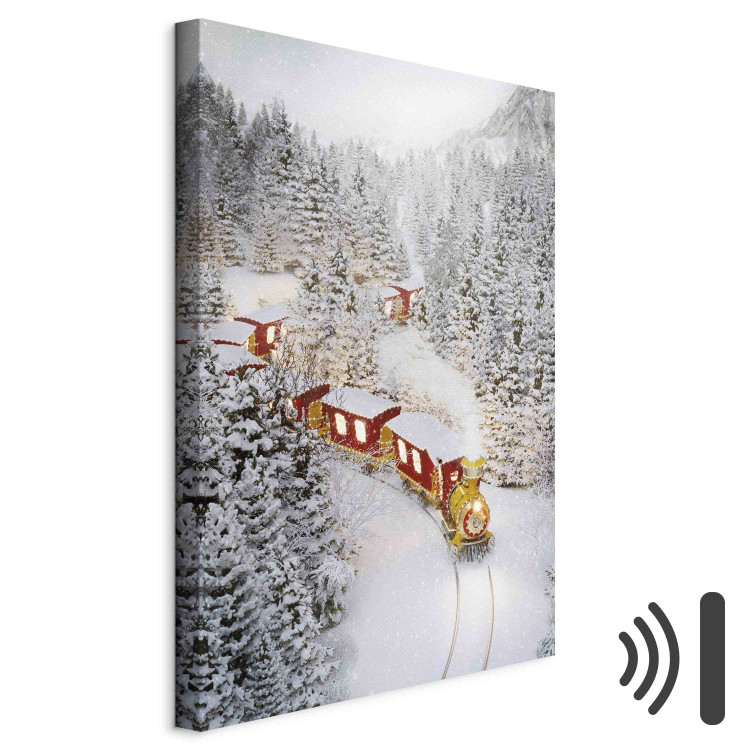Canvas Print Christmas Train - A Fairy Tale Train Going Through a Snow-Covered Forest 151688 additionalImage 8