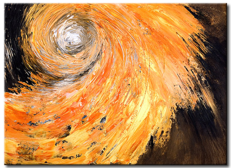 Canvas Golden Fantasy (1-piece) - Abstraction with an energetic vortex motif 48388