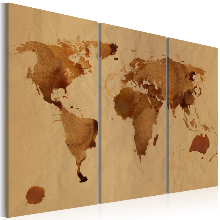 Canvas Art Print The World painted with coffee - triptych 55388 additionalImage 2