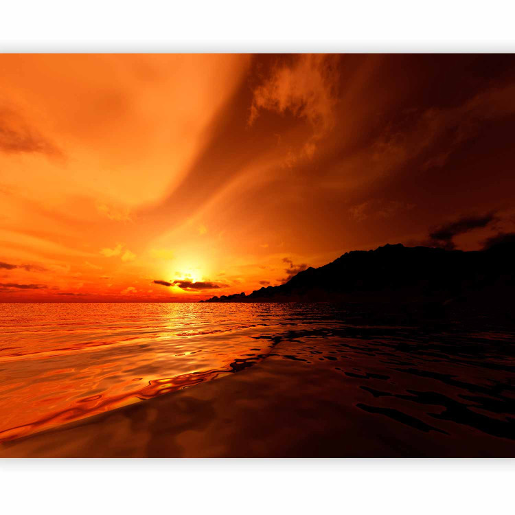 Photo Wallpaper Orange Bay - Seascape with a Hill at Sunset 60488 additionalImage 1