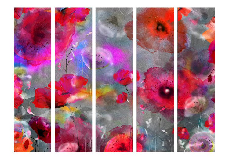 Room Divider Screen Painted Poppies II - colorful poppy flowers in a watercolor-style meadow 95288 additionalImage 3