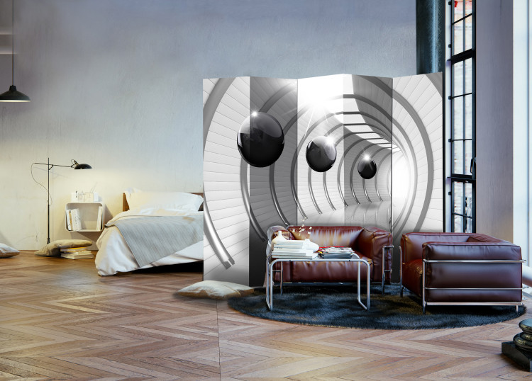 Room Divider Screen Futuristic Tunnel II - abstract space with black figures 95588 additionalImage 4