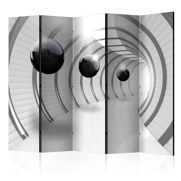 Room Divider Screen Futuristic Tunnel II - abstract space with black figures 95588