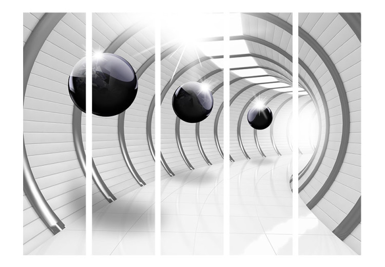 Room Divider Screen Futuristic Tunnel II - abstract space with black figures 95588 additionalImage 3