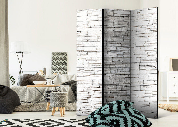Room Divider White Enchantment - architectural texture of white stone brick 95988 additionalImage 2