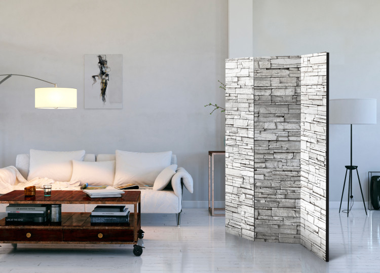 Room Divider White Enchantment - architectural texture of white stone brick 95988 additionalImage 4