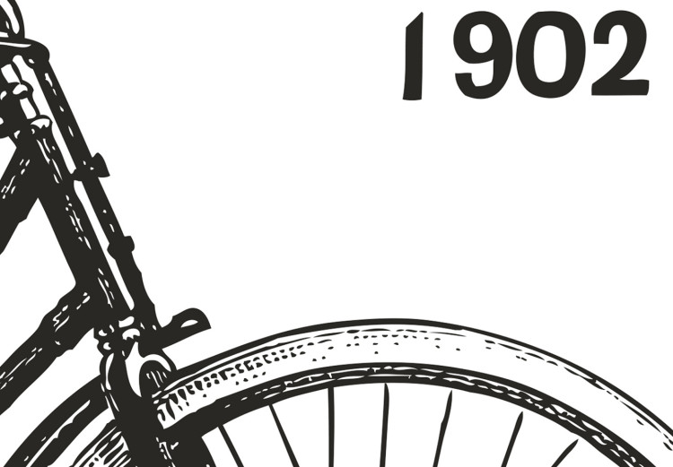 Poster Old bicycle - black and white composition with a date and English texts 115098 additionalImage 11