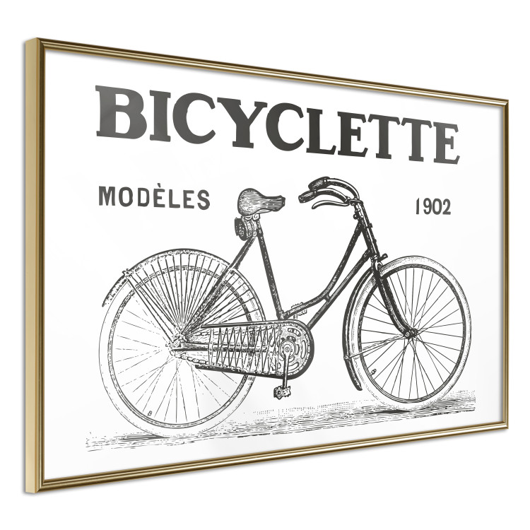 Poster Old bicycle - black and white composition with a date and English texts 115098 additionalImage 12