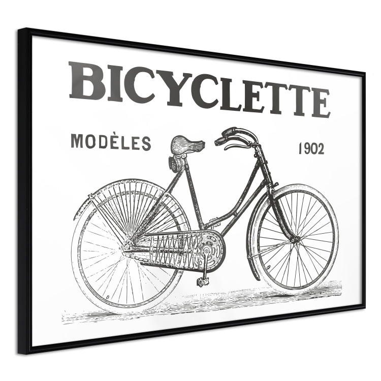 Poster Old bicycle - black and white composition with a date and English texts 115098 additionalImage 10