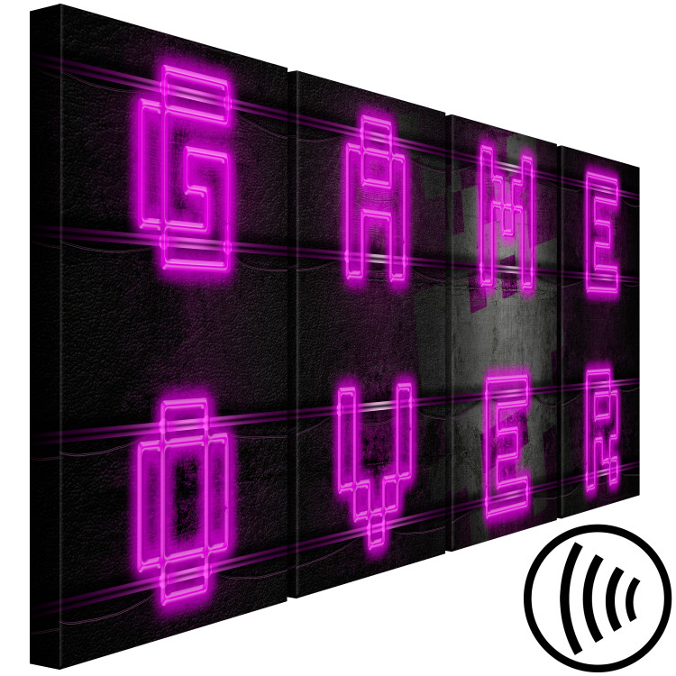 Canvas Art Print Light of Pink Texts (4-part) - Game Over in Neon Style 116998 additionalImage 6