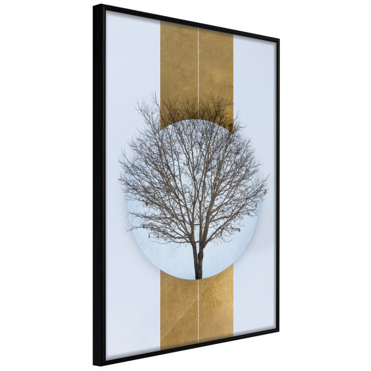 Poster Bare Tree - light blue geometric abstraction with a golden stripe 117598 additionalImage 12