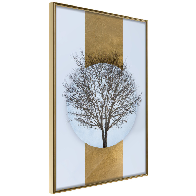 Poster Bare Tree - light blue geometric abstraction with a golden stripe 117598 additionalImage 12