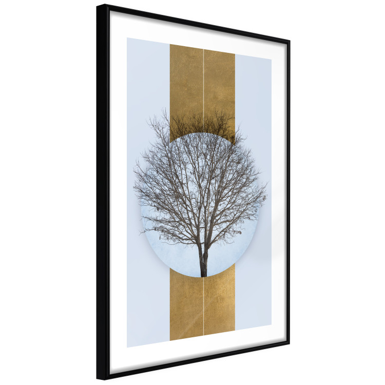 Poster Bare Tree - light blue geometric abstraction with a golden stripe 117598 additionalImage 13