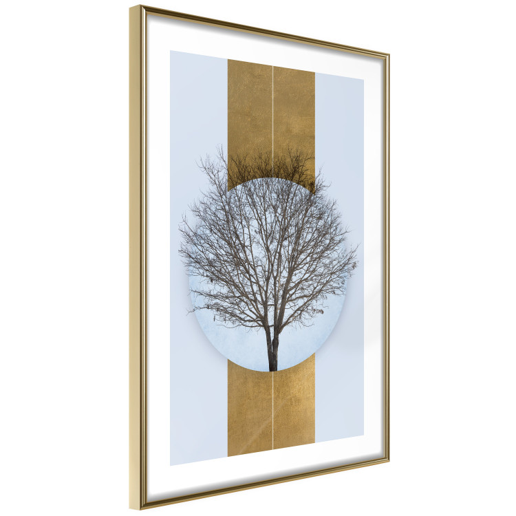 Poster Bare Tree - light blue geometric abstraction with a golden stripe 117598 additionalImage 8