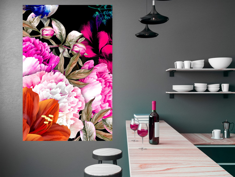 Poster Scent of Summer - colorful composition with flowers on glamour black 117998 additionalImage 23