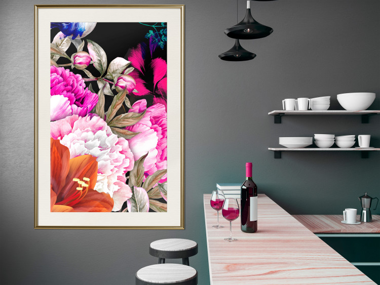 Poster Scent of Summer - colorful composition with flowers on glamour black 117998 additionalImage 21