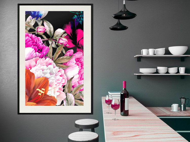 Poster Scent of Summer - colorful composition with flowers on glamour black 117998 additionalImage 22