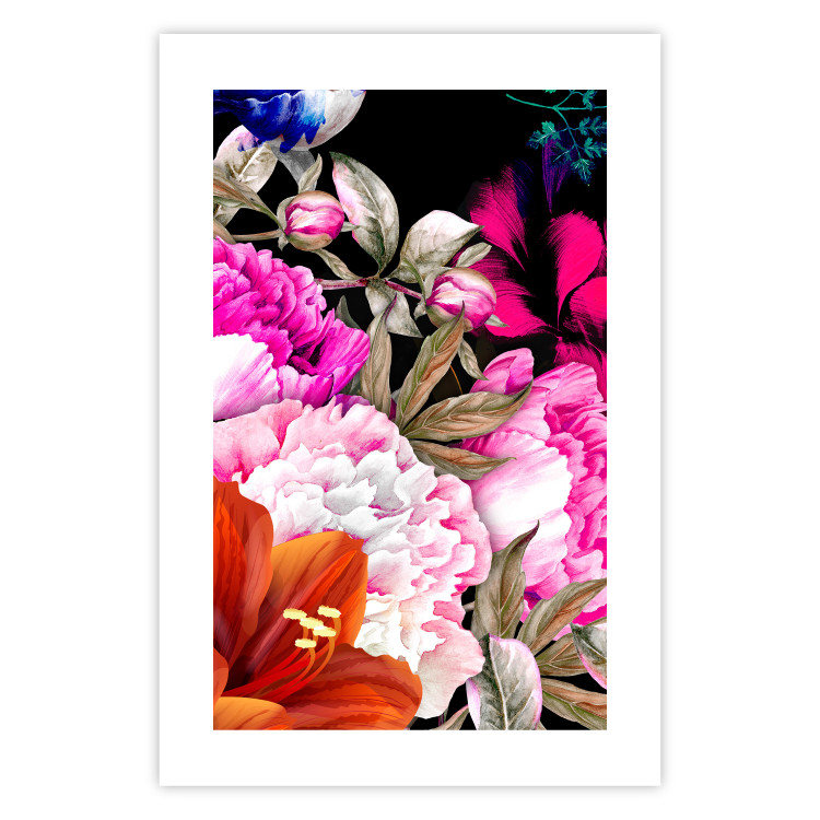 Poster Scent of Summer - colorful composition with flowers on glamour black 117998 additionalImage 25