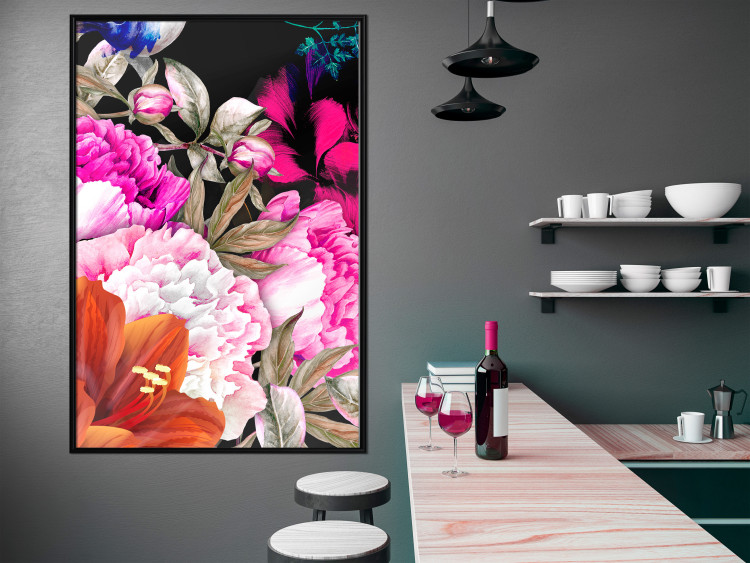 Poster Scent of Summer - colorful composition with flowers on glamour black 117998 additionalImage 3