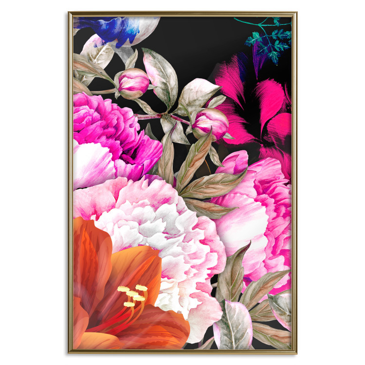 Poster Scent of Summer - colorful composition with flowers on glamour black 117998 additionalImage 20