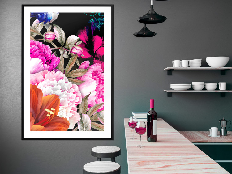 Poster Scent of Summer - colorful composition with flowers on glamour black 117998 additionalImage 6
