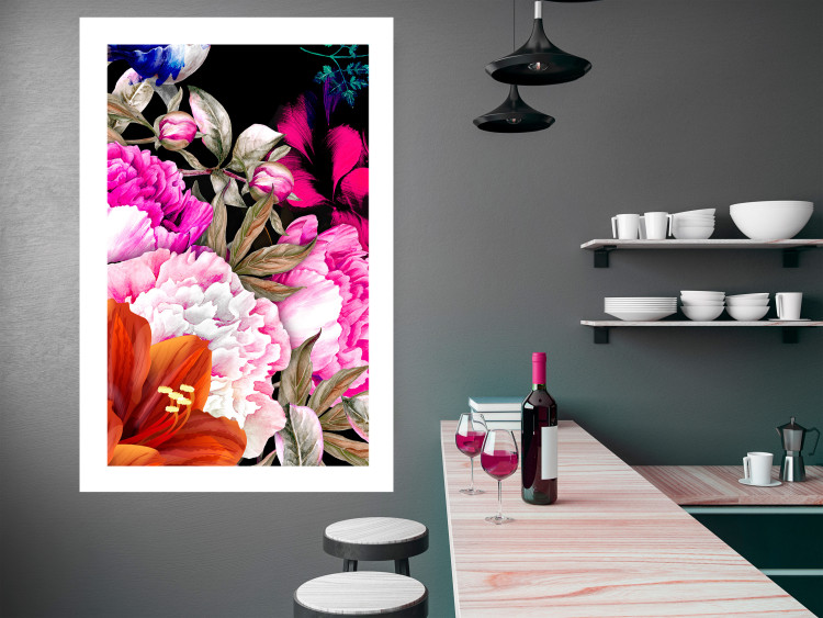 Poster Scent of Summer - colorful composition with flowers on glamour black 117998 additionalImage 2