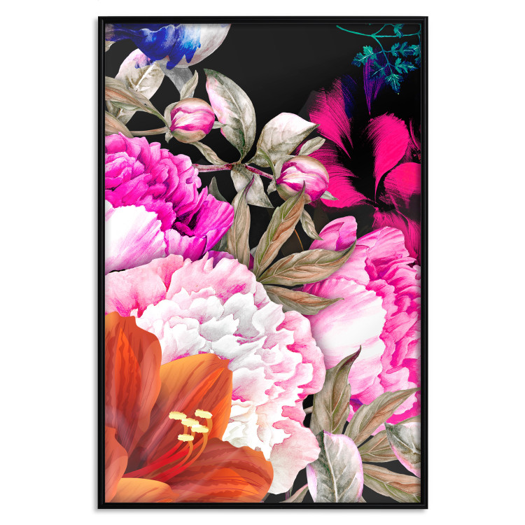 Poster Scent of Summer - colorful composition with flowers on glamour black 117998 additionalImage 18