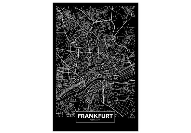 Canvas Art Print Dark Map of Frankfurt (1 Part) Vertical 118098