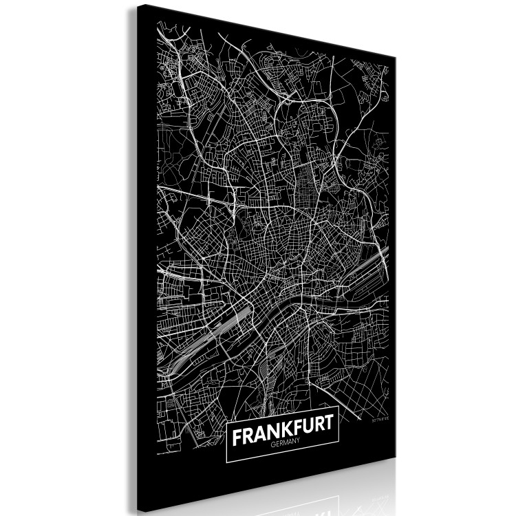 Canvas Art Print Dark Map of Frankfurt (1 Part) Vertical 118098 additionalImage 2