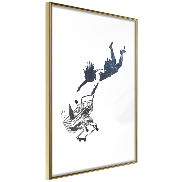 Poster Shopping Frenzy - black and white mural with a character and shopping cart in Banksy style 118698 additionalImage 6