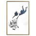 Poster Shopping Frenzy - black and white mural with a character and shopping cart in Banksy style 118698 additionalThumb 16