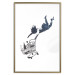 Poster Shopping Frenzy - black and white mural with a character and shopping cart in Banksy style 118698 additionalThumb 14
