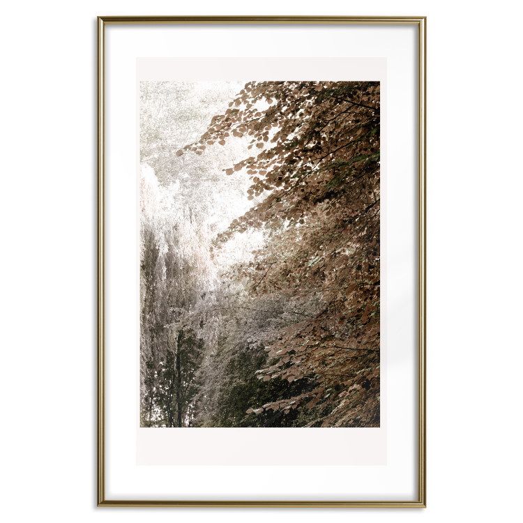 Poster Sepia Park - autumn landscape with a view of dense trees 119198 additionalImage 14