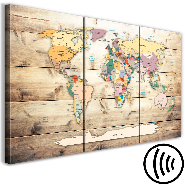 Canvas Print World Map: Colourful Continents (3 Parts) 122198 additionalImage 6