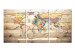 Canvas Print World Map: Colourful Continents (3 Parts) 122198