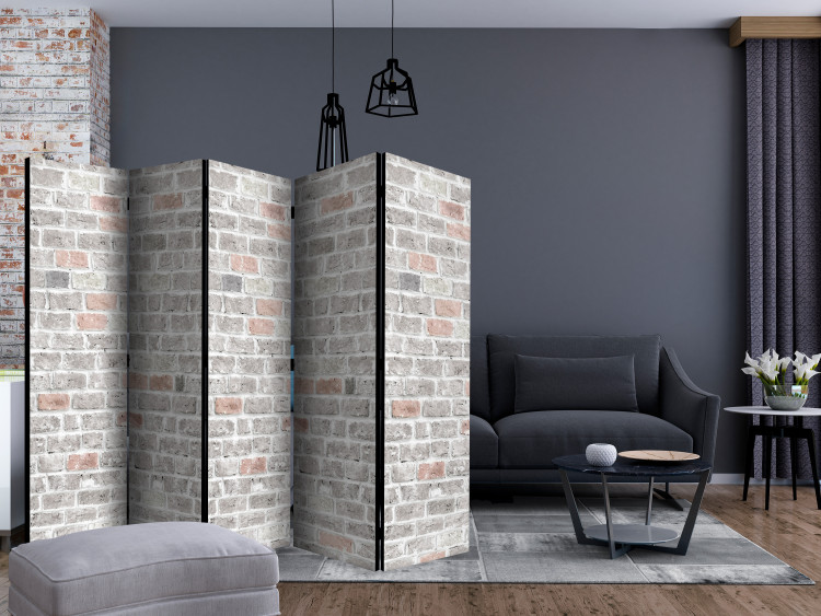 Room Separator Spring Shade II - texture of brick with gray and orange hues 122998 additionalImage 4