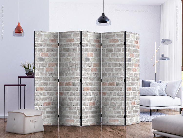 Room Separator Spring Shade II - texture of brick with gray and orange hues 122998 additionalImage 2
