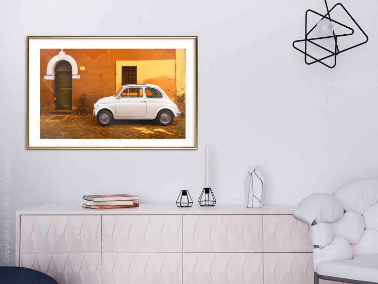 Wall Poster Italian Alley - car on street against orange architecture backdrop 123798 additionalImage 13