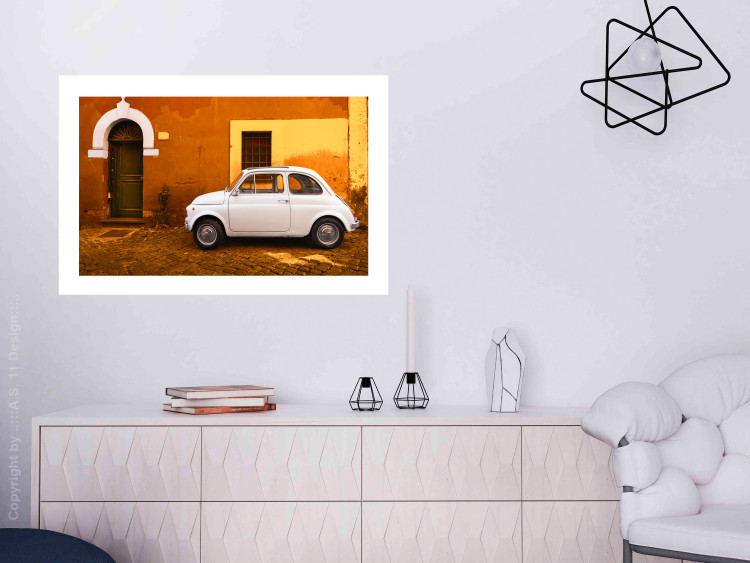 Wall Poster Italian Alley - car on street against orange architecture backdrop 123798 additionalImage 12