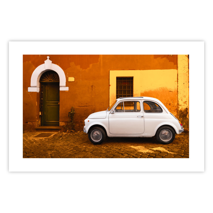 Wall Poster Italian Alley - car on street against orange architecture backdrop 123798 additionalImage 19