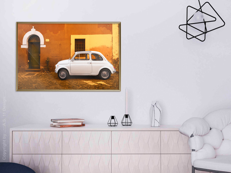 Wall Poster Italian Alley - car on street against orange architecture backdrop 123798 additionalImage 9