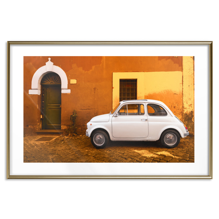 Wall Poster Italian Alley - car on street against orange architecture backdrop 123798 additionalImage 14