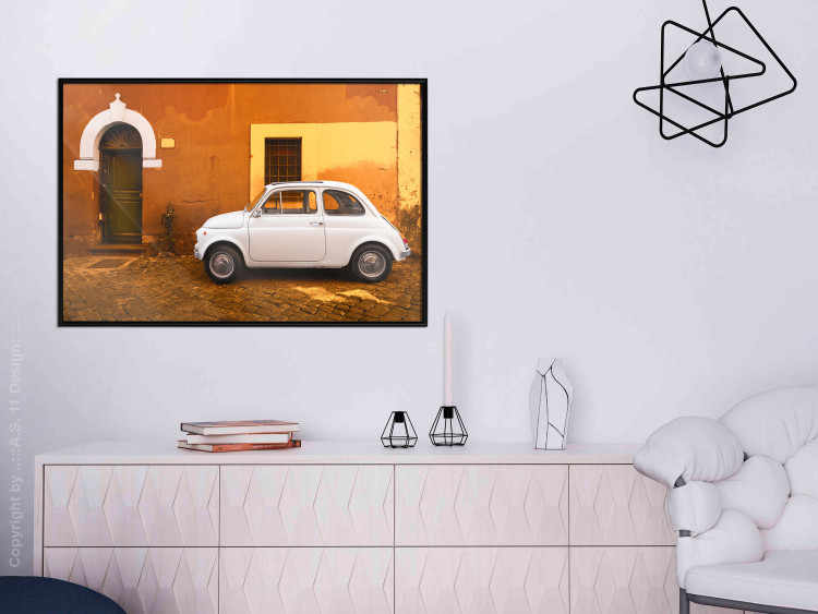 Wall Poster Italian Alley - car on street against orange architecture backdrop 123798 additionalImage 10