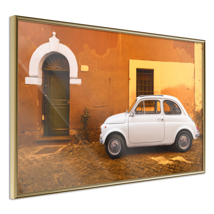 Wall Poster Italian Alley - car on street against orange architecture backdrop 123798 additionalImage 2