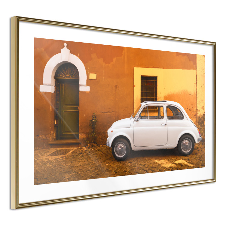 Wall Poster Italian Alley - car on street against orange architecture backdrop 123798 additionalImage 4